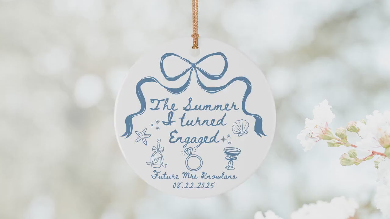 Custom Engagement Christmas Ornament Summer I Turned Engaged Ornament Personalized Newly Engaged Gift Bridal Shower Engagement Ornament