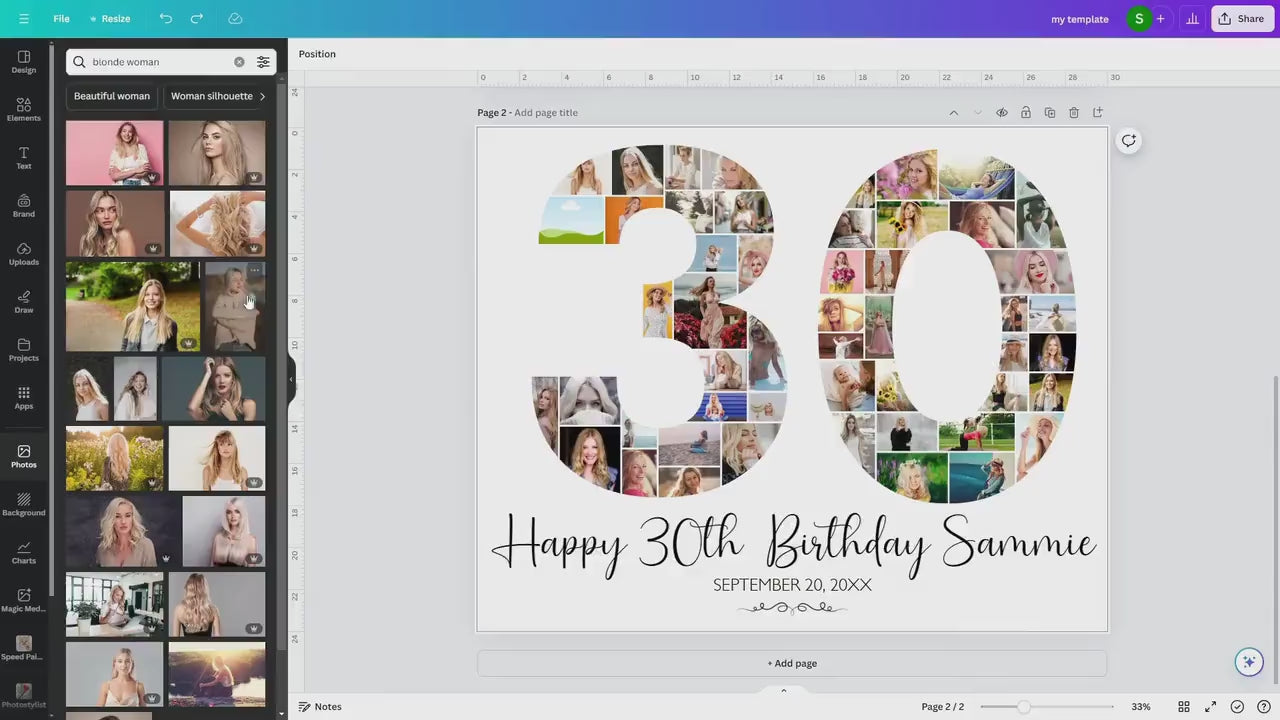 50th Birthday Poster 50th Birthday Photo Collage Template 50th birthday decorations for her 50th Birthday Gift Custom Gift for Her fifty